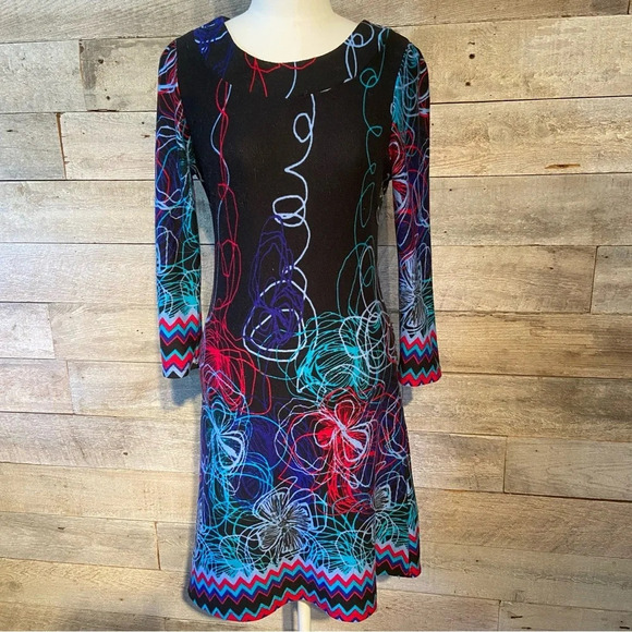 Papillon women’s abstract floral multicoloured stretch tunic dress in size small - Picture 1 of 8